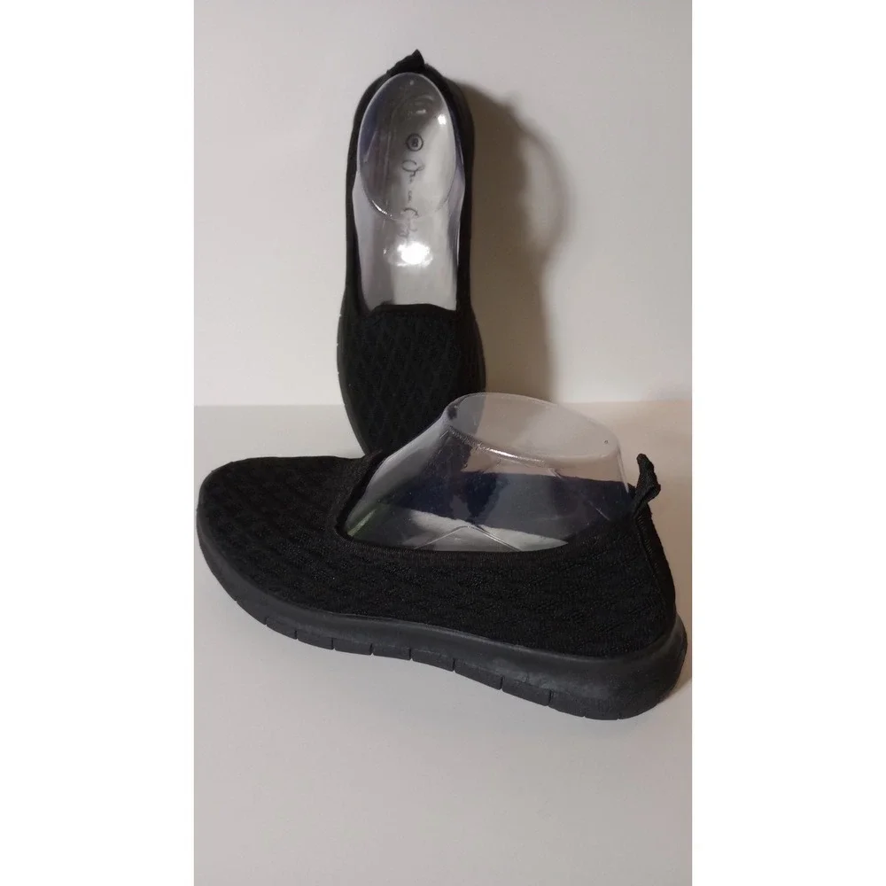Jessica Candy Black Cushioned Knit Slip On Shoe Womens 8 Casual Mesh Flat